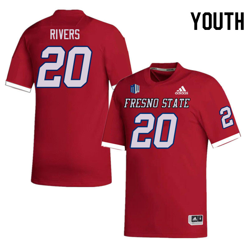 Youth #20 Devon Rivers Fresno State Bulldogs College Football Jerseys Stitched Sale-Red